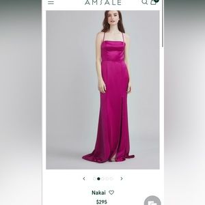 Amsale Nikai Satin Emerald Dress